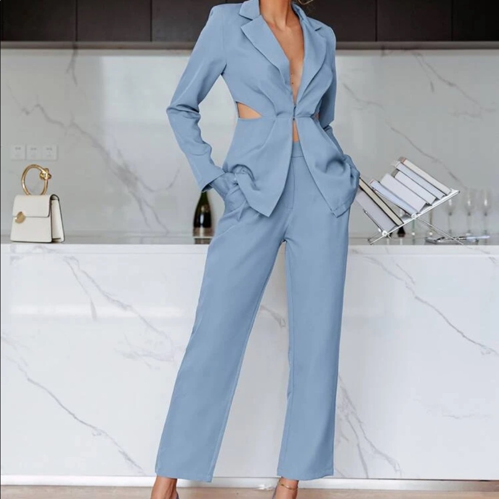 Dusty Blue Pantsuit